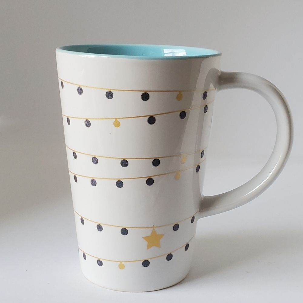 Davids Tea Perfect Mug Christmas Tree Holiday Lights Turquoise Inside (Mug Only)